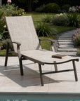 44" Beige Aluminum Six Position Adjustable Sling Outdoor Chaise Lounge