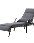 40" Dark Gray Steel Five Position Adjustable Outdoor Chaise Lounge with Gray Cushion