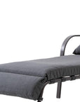 40" Dark Gray Steel Five Position Adjustable Outdoor Chaise Lounge with Gray Cushion