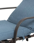40" Brown Steel Five Position Adjustable Outdoor Folding Chaise Lounge with Dark Blue Cushion
