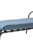 40" Brown Steel Five Position Adjustable Outdoor Folding Chaise Lounge with Dark Blue Cushion