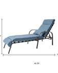 40" Brown Steel Five Position Adjustable Outdoor Folding Chaise Lounge with Dark Blue Cushion