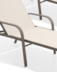 Set of Two Ivory Aluminum Six Position Adjustable Sling Outdoor Stacking Chaise Lounges