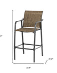 Set of Two 28" Gray and Brown Steel Outdoor Bar Height Chairs