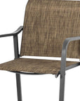 Set of Two 28" Gray and Brown Steel Outdoor Bar Height Chairs