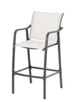 Set of Two 28" Gray Steel Outdoor Bar Height Chairs