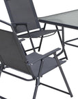 Five Piece Clear and Black Square Glass Dining Set with Four Chairs