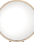 Set of Two Gold Metal And Faux Leather Round Freestanding Makeup Mirror And Stool