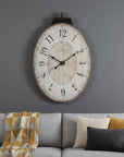 18" Oval Ivory Wood Analog Wall Clock