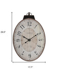 18" Oval Ivory Wood Analog Wall Clock