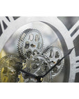 21" Circle Silver Metal and Glass Analog Exposed Gear Wall Clock