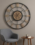 56" Circle Copper Metal and Glass Analog Exposed Gear Wall Clock