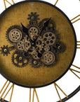 28" Circle Copper Metal and Glass Analog Exposed Gear Wall Clock