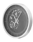 23" Circle Black and Silver Wood and Glass Analog Wall Clock