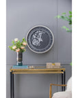23" Circle Black and Silver Wood and Glass Analog Wall Clock