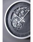 23" Circle Black and Silver Wood and Glass Analog Wall Clock