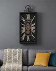 10" Black and Gold Metal and Glass Analog Vintage Style Crackle Wall Clock