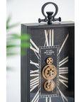 10" Black and Gold Metal and Glass Analog Vintage Style Crackle Wall Clock