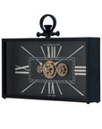 13" Black and Gold Metal and Glass Analog Vintage Style Crackle Wall Clock