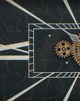 13" Black and Gold Metal and Glass Analog Vintage Style Crackle Wall Clock
