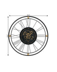 32" Circle Black and Gold Metal and Glass Analog Exposed Gear Wall Clock