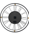 32" Circle Black and Gold Metal and Glass Analog Exposed Gear Wall Clock