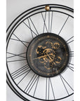 32" Circle Black and Gold Metal and Glass Analog Exposed Gear Wall Clock