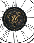 32" Circle Black and Gold Metal and Glass Analog Exposed Gear Wall Clock