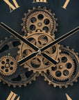 20" Circle Black and Gold Metal and Glass Analog Wall Clock