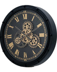 20" Circle Black and Gold Metal and Glass Analog Wall Clock