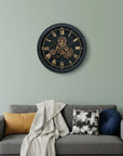 20" Circle Black and Gold Metal and Glass Analog Wall Clock