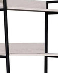 67" Natural and Black Metal Five Tier Ladder Bookcase