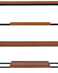 70" Oak And Black Metal and Wood Six Tier Etagere Bookcase