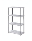 44" Antiqued White And Black Distressed Metal and Wood Four Tier Etagere Bookcase
