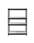 48" Black And Natural Metal and Wood Adjustable Four Tier Bookcase