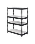 48" Black And Natural Metal and Wood Adjustable Four Tier Bookcase
