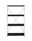 42" Black And Silver Metal and Wood Four Tier Etagere Bookcase