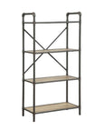 49" Gray Brown Metal Four Tier Etagere Bookcase