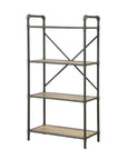 49" Gray Brown Metal Four Tier Etagere Bookcase