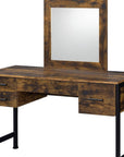47" Black Mirrored Vanity Table with Mirror With Four Drawers