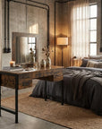 47" Black Mirrored Vanity Table with Mirror With Four Drawers