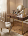 42" Gold Mirrored Vanity Table with Mirror With Two Drawers