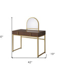 42" Gold Mirrored Vanity Table with Mirror With Two Drawers