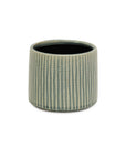 6" Green Striped Ceramic Indoor Outdoor Round Pot Planter