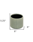 6" Green Striped Ceramic Indoor Outdoor Round Pot Planter