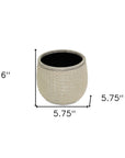 6" Beige Dot Ceramic Indoor Outdoor Round Pot Planter