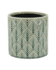 6" Green Geometric Ceramic Indoor Outdoor Round Pot Planter