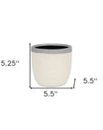 6" Cream and Gray Crackle Glaze Ceramic Indoor Outdoor Round Pot Planter