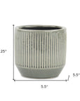 6" Gray Striped Ceramic Indoor Outdoor Round Pot Planter