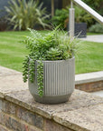 6" Gray Striped Ceramic Indoor Outdoor Round Pot Planter